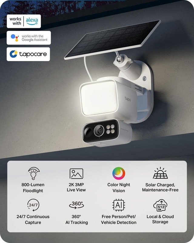 2K Outdoor Pan/Tilt Wireless Floodlight Security Camera, C615F KIT | Battery ... gallery
