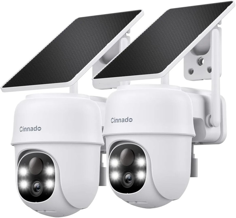 2K Wireless Solar Security Camera 2 Pack Outdoor Wi-Fi AI Detection Night Vision