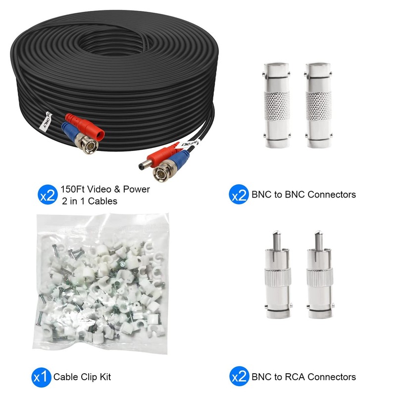 Aimyzii BNC Cable 150ft 2 Pack, Video Power for CCTV 150 FT, 2 PK gallery