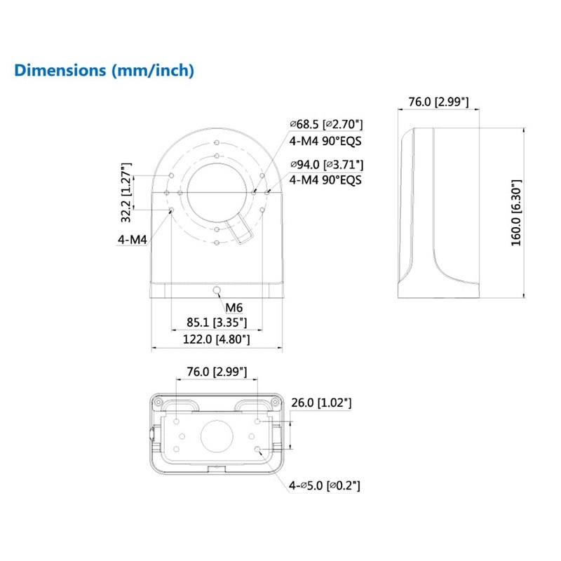 PFB204W Waterproof Aluminum Alloy Wall Mount Bracket Fits Dome IP Camera White gallery