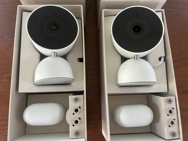 Set of 2 Google Nest Cam Indoor Wired 3rd Gen Wi-Fi Indoor Snow White LikeNu