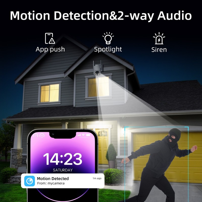4G LTE Cellular Solar Security Camera Wireless Outdoor 2K No WiFi PTZ 360° gallery