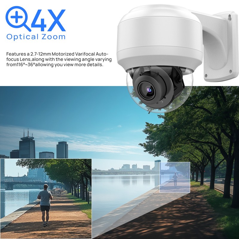 VIKYLIN PTZ 4×ZOOM IR30M 5MP/8MP 4K IP CAMERA POE MIC Outdoor Factory Direct US gallery