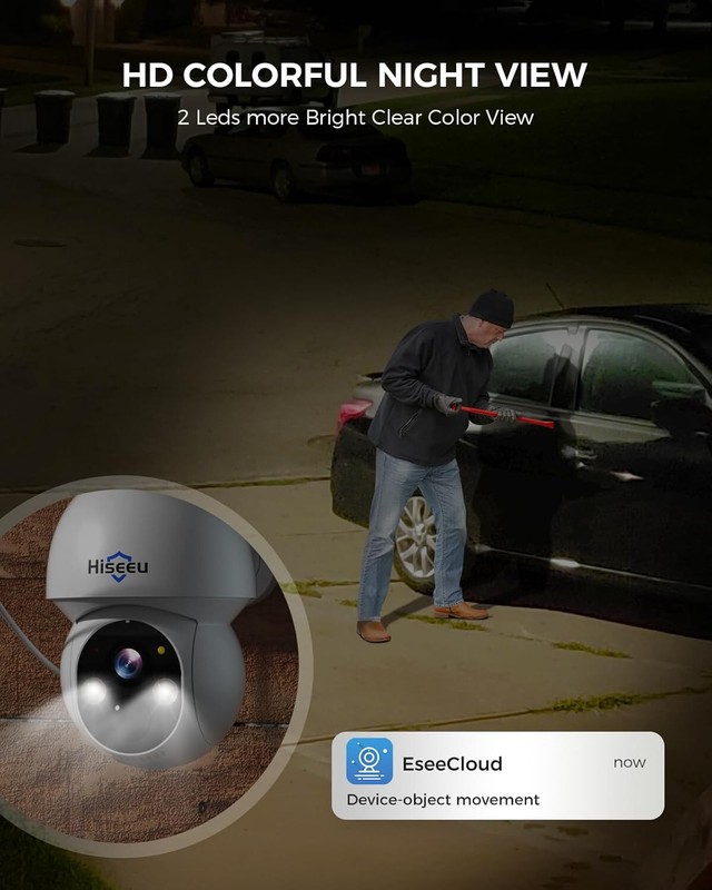 Eseecloud Solar 360° Camera Wireless Security System 500GB HD No Subscription gallery