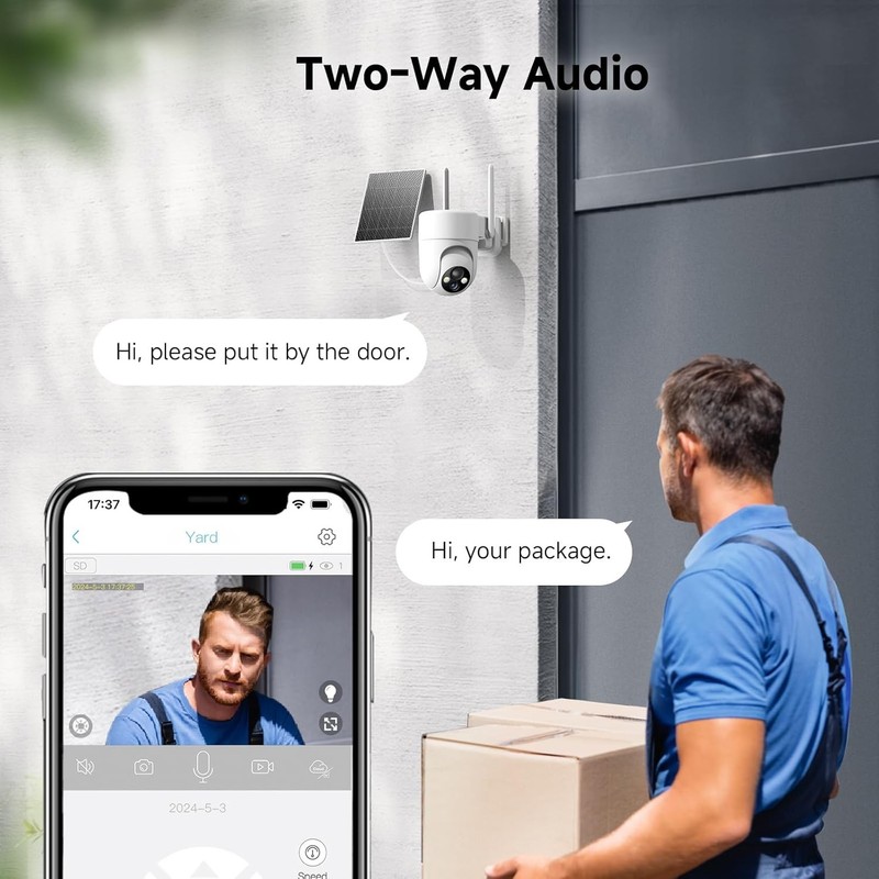 Solar-Powered 2K Outdoor Security Cameras with 360° Webcam Style & Night Vision gallery