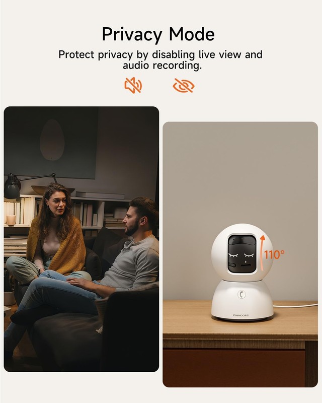 Smart 3K Indoor Dome Security Camera with AI Human/Pet/Facial Detection, 360°... gallery
