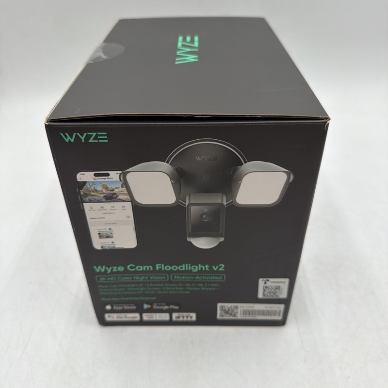 WYZE Wired Outdoor Wi-Fi Floodlight v2 Home Security Camera 2K Video BLACK gallery