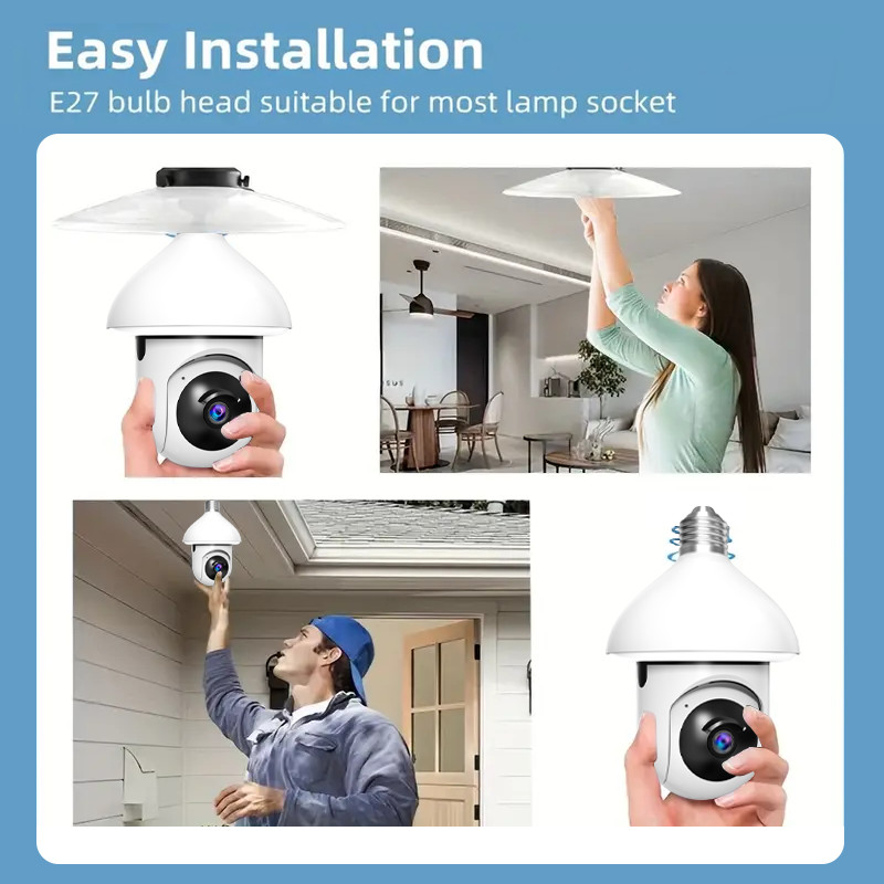 2pcs-New Bulb Security Camera - 1080p Full HD Recording & 360° Panoramic View gallery