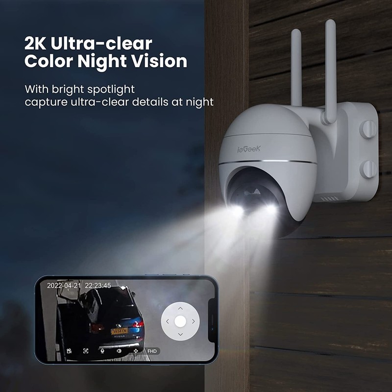 ieGeek 2K Wireless Outdoor Security Camera Home WiFi Battery Powered CCTV System gallery