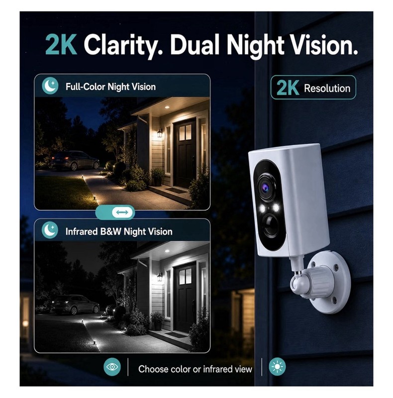 2-Pack 2K Wi-Fi Security Cameras 355° Pan PIR Night Vision 2-Way Audio IP65 gallery