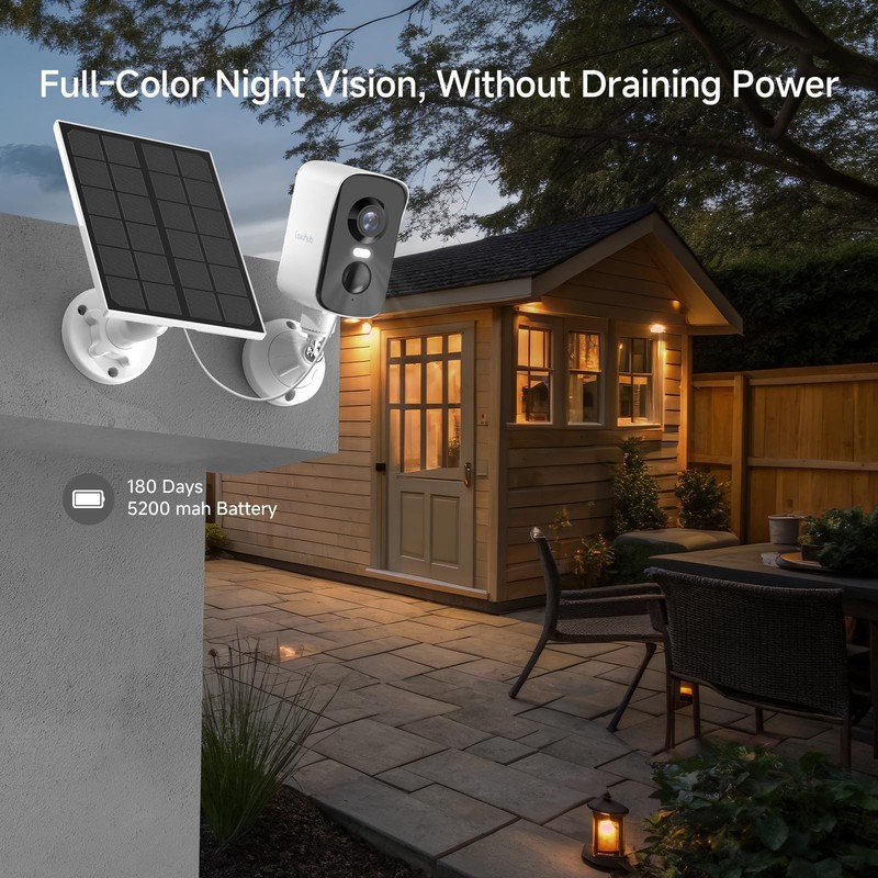 Arenti Solar Camera Outdoor Wireless, 3MP 2K with 340° Pan, PIR Detection, Co... gallery