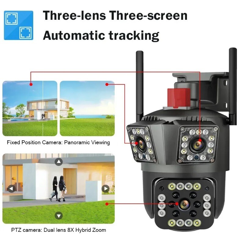 12MP WiFi Camera Outdoor PTZ Auto Tracking Security Protection Waterproof Video gallery
