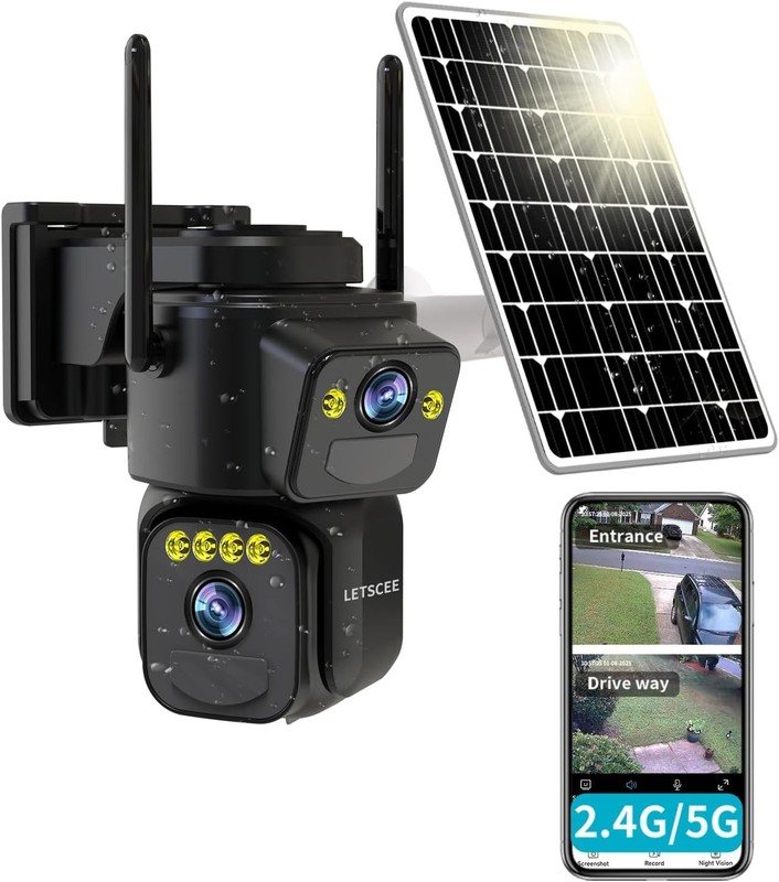 Solar Powered Outdoor WiFi Security Camera with Dual Lens & Night Vision gallery