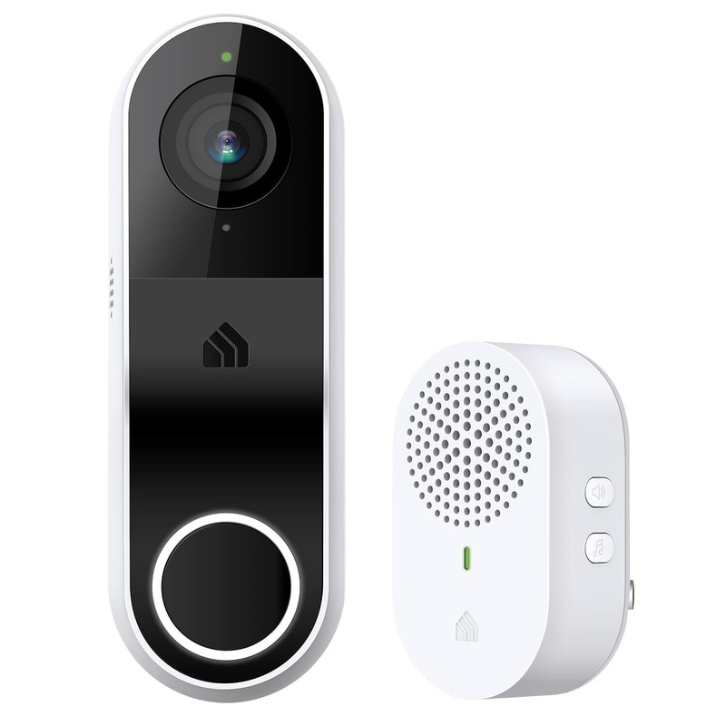 Smart Video Doorbell Camera 2K HD, Hardwired w/Chime, Night Vision, 2-Way Audio, gallery