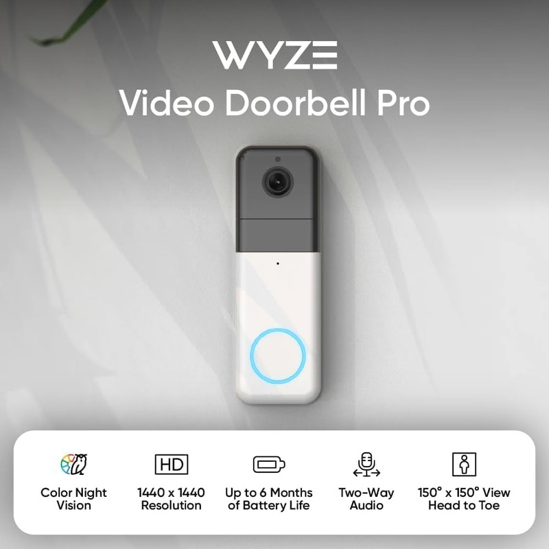 Wyze Wireless Video Doorbell Pro (Chime Included) with Easy-To-Use Design, 1440 gallery