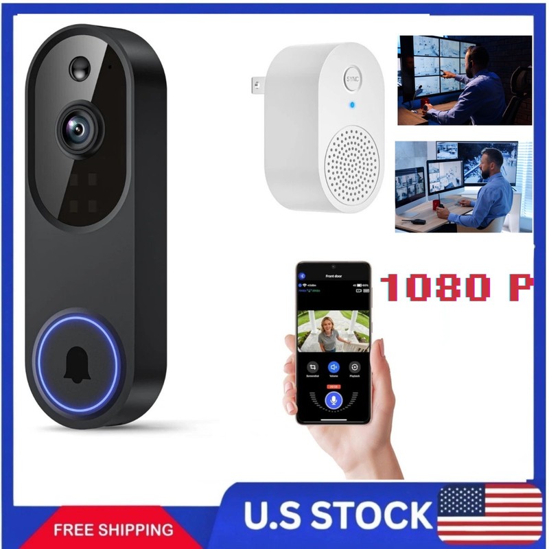 1080P WiFi Video Doorbell Camera with AI Motion Detection & Two-Way Audio