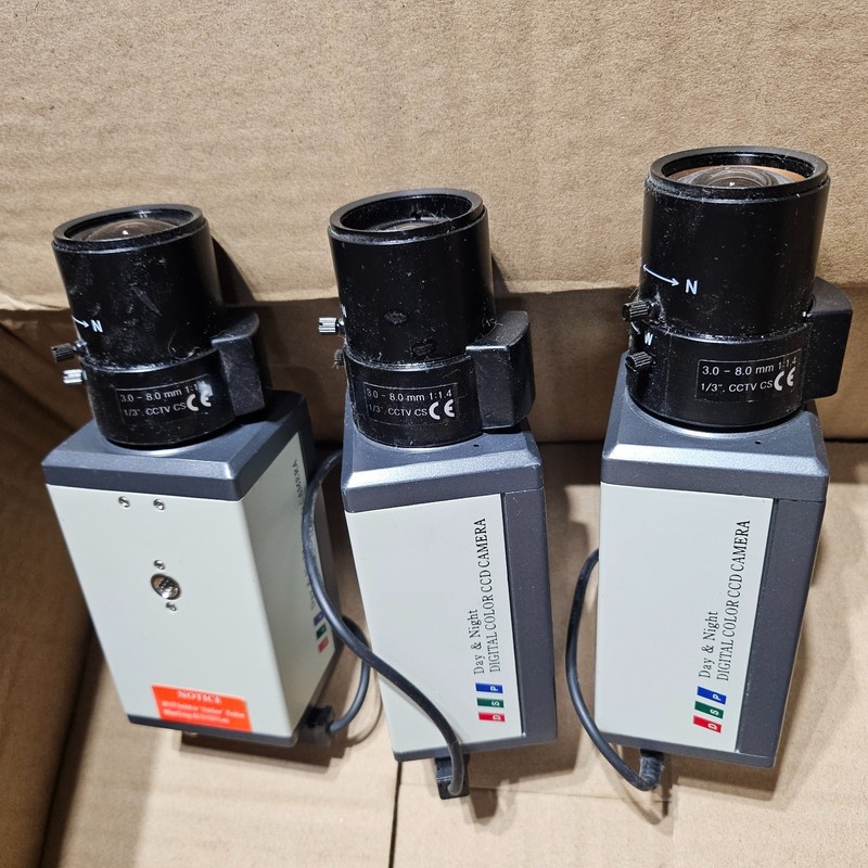 Lot of 3 – DSP Day/Night Digital Color CCD BoxCamera w/ 3.0–8.0mm Varifocal Lens