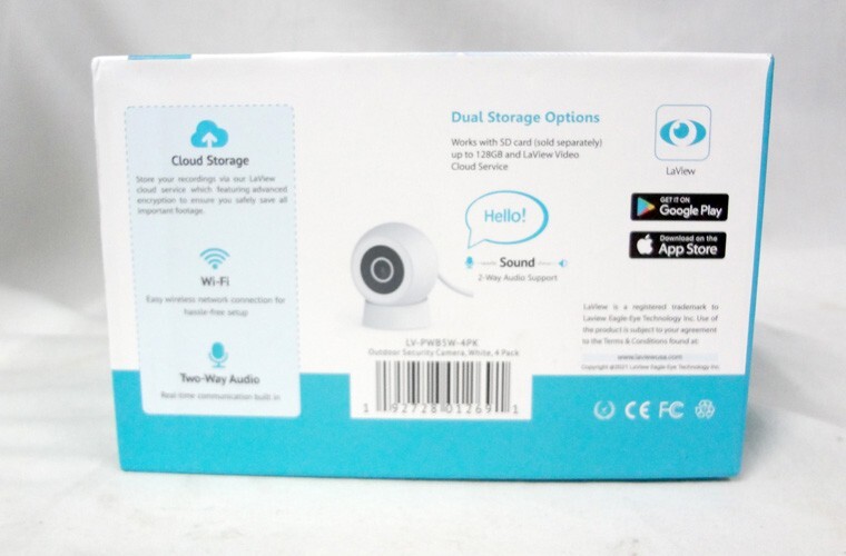 Set of 4 LaView Indoor/Outdoor 2K HD Smart Security Video Cameras w/ 2 Way Audio gallery