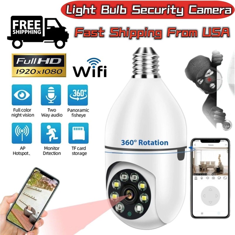 360° 1080P IP E27 Light Bulb Camera