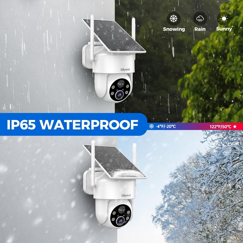 2K 360° View Security Cameras Wireless Outdoor, Solar Cameras for Home Securi... gallery