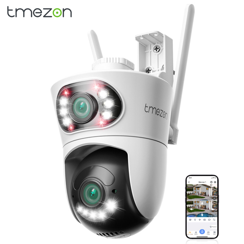 4MP HD Wireless Security Camera Dual Lens 360° PTZ Outdoor Color Night Vision