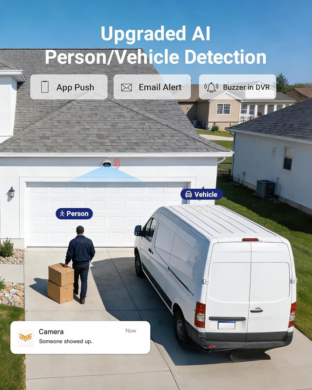 5MP Wired Security Camera System, Human Vehicle Detection, Night Vision, Audio R gallery