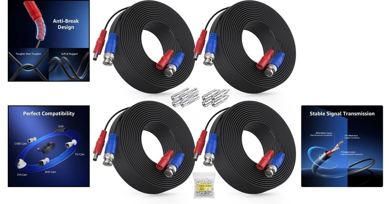 Weatherproof 30M CCTV BNC Extension Cables for Surveillance System gallery