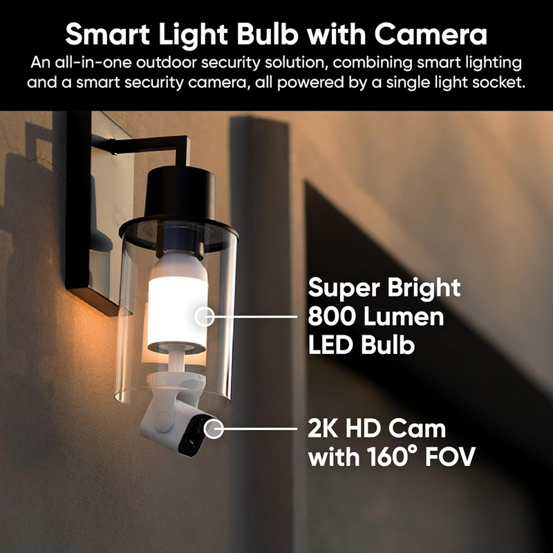 Bulb Cam Security Camera, 2K HD Outdoor Light Bulb Camera, Color Night Vision, D gallery