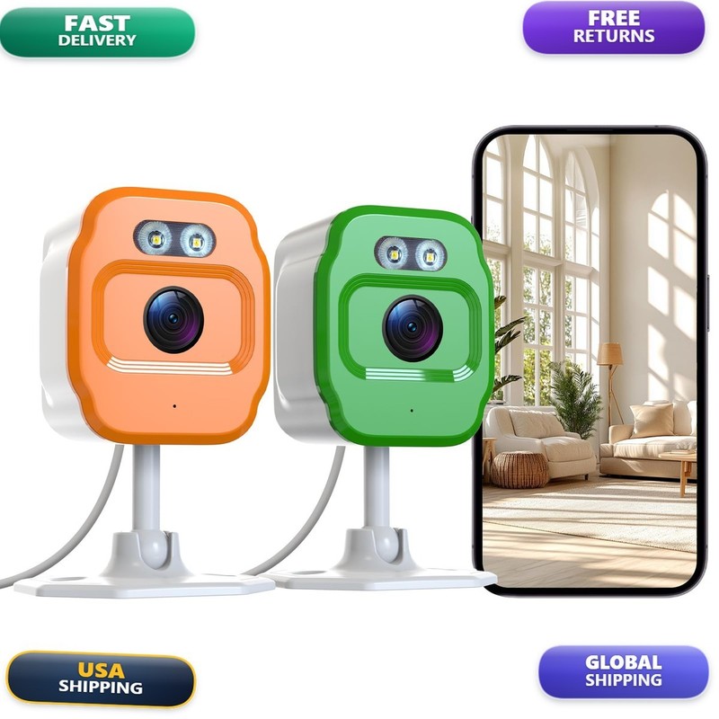 PHANSATIM Smart WiFi Camera 2Pcs 1080P Indoor Security Camera