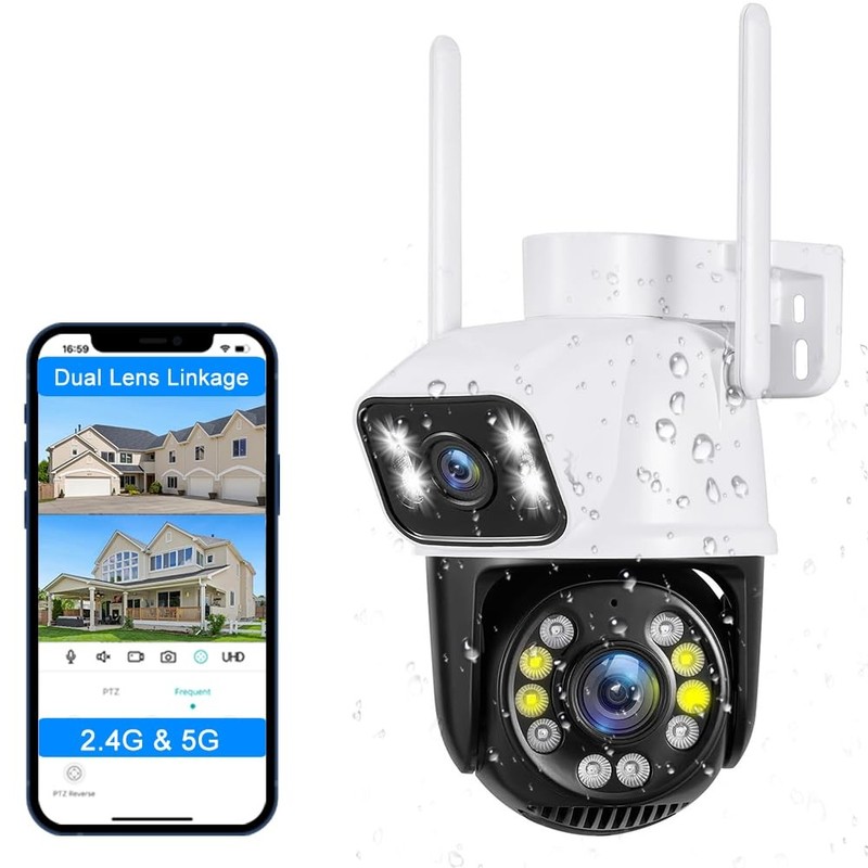 PTZ 2.4G/5G WiFi Outdoor security wireless 2X3MP Dual Lens Linkage Human Dete…