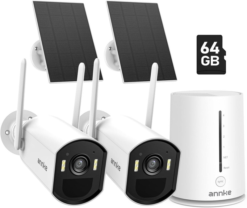 5MP Solar Wireless Security Camera Kit, Color Night Vision, 2-Way Audio, 64GB Ca