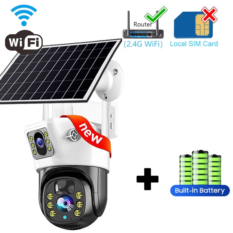 4G SIM Card Solar Camera WiFi Outdoor Night Vision CCTV Waterproof Surveillance