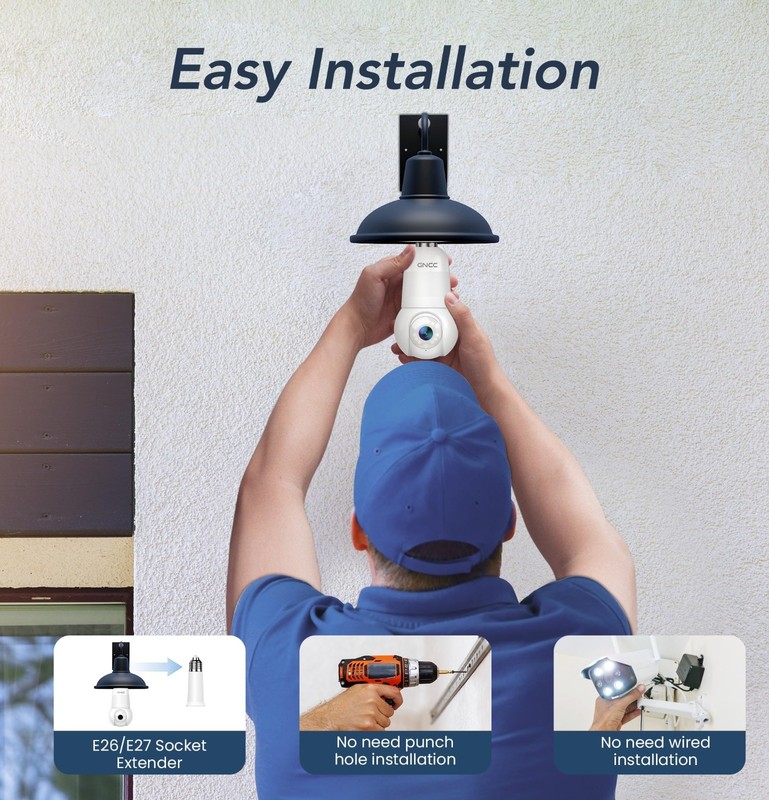 2K WiFi Outdoor Security Camera Light Bulb | 360° View, Night Vision, Motion Det gallery