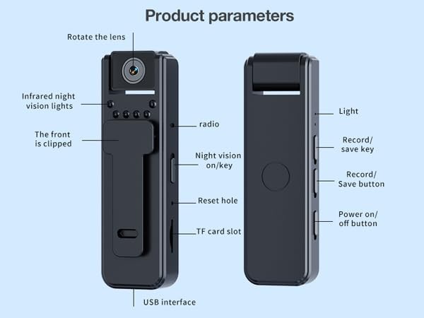 1080P Mini Body Camera Video Recorder, Small Pocket Body Born Cam Wearable Ca... gallery