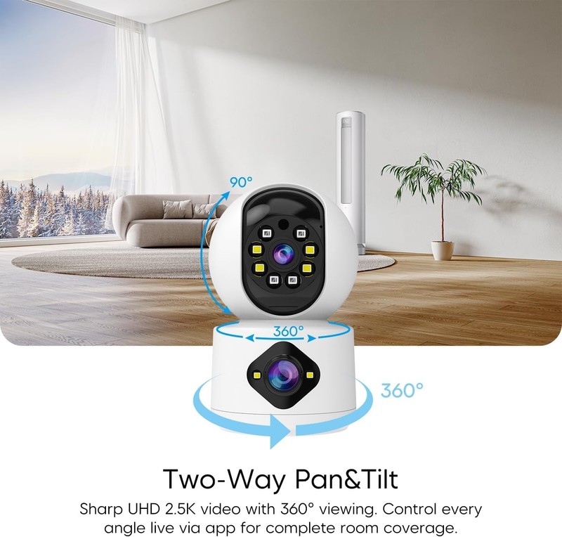 2K Indoor Camera with Color Night Vision & Dual Lens - Perfect for Home Security gallery