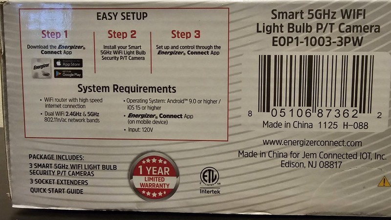 Energizer 3 Pack 2K Smart 5GHz WIFI Camera NO MONTHLY FEES 1000 Lumens IP54 gallery