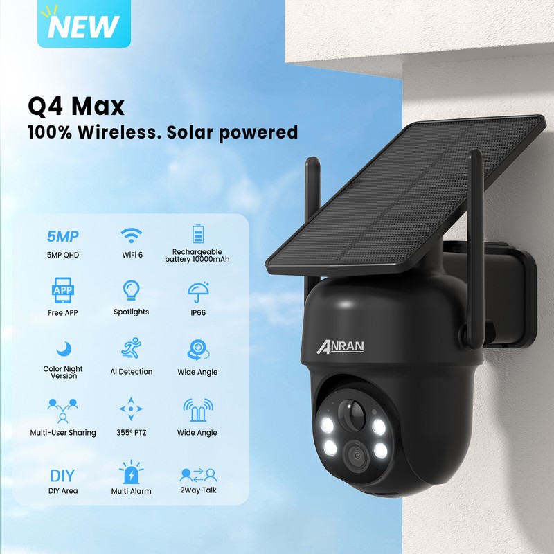 ANRAN 5MP Solar Battery Security Camera Wireless Pan/Tilt Outdoor WiFi IP Camera gallery