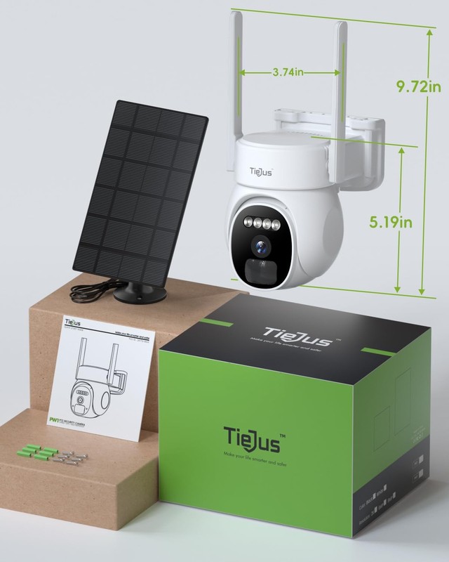 2K Solar Security Cameras Wireless Outdoor, 2.4G/5G 360° Auto Tracking Camera... gallery