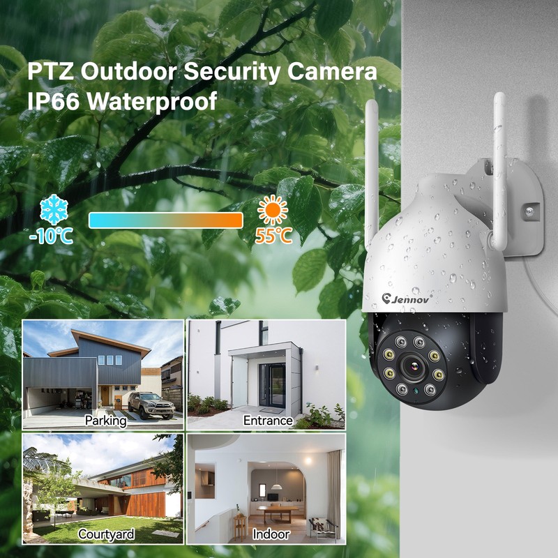 JENNOV WIFI 2.4/5G WiFi Security Camera System Smart Outdoor Night Vision 5MP gallery