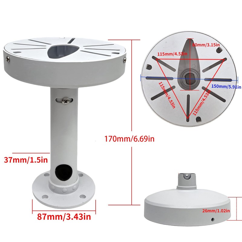 6 inches Dome Mount Ceiling Mount Bracket,Indoor Outdoor Wall Mount, Metal Br... gallery