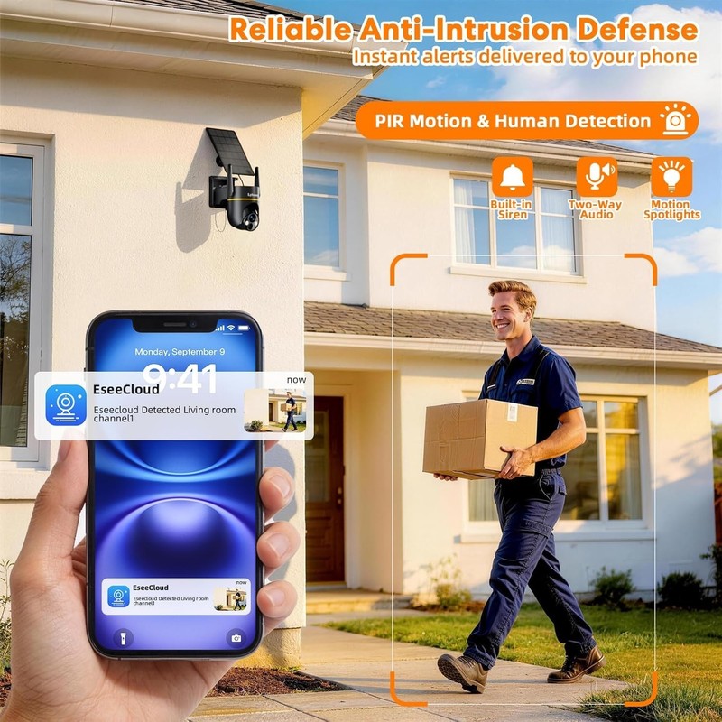 5G 2.4GHz 4MP Solar Security Camera Wireless Outdoor 100% Wire-Free Home Securit gallery