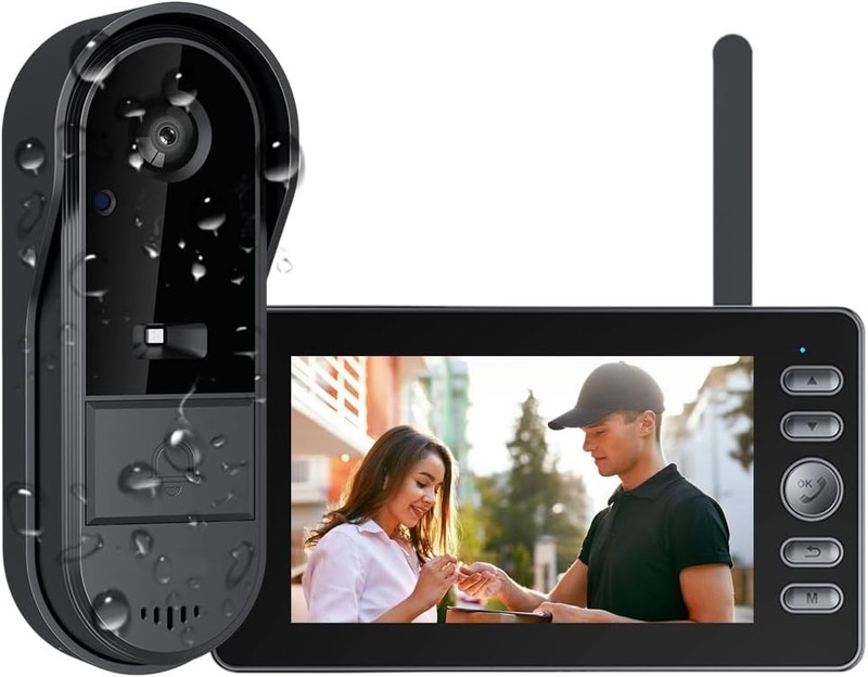 Doorbell Camera Wireless No Subscription with Monitor for Home/Apartment, Video