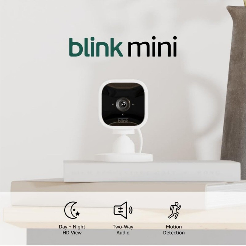 Blink Mini – Compact indoor plug-in smart security camera, 1080p HD video, night