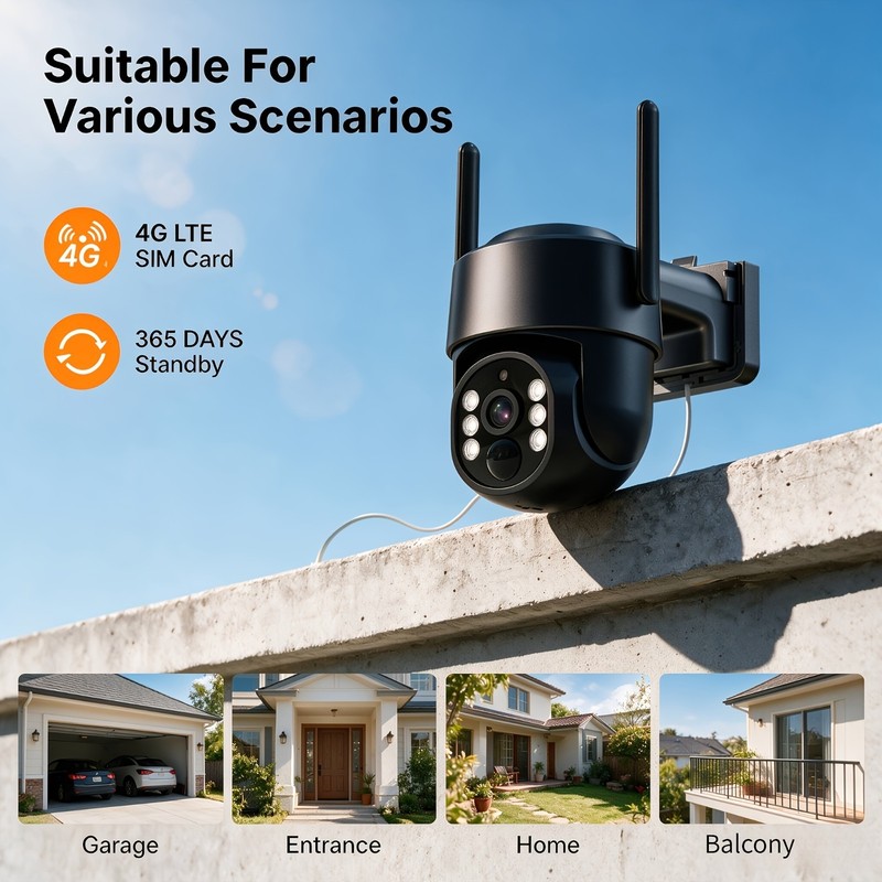 4G Solar Wireless PTZ Outdoor Security Camera, 365 Days Long Standby, Solar cam gallery