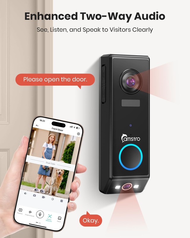 Doorbell Camera Wireless, 2K Dual Lens Video Doorbell with Chime, Outdoor Sec... gallery