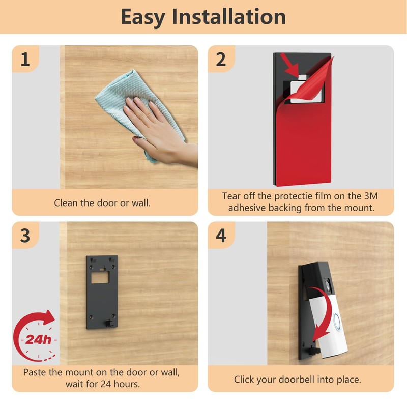 No-Drill Doorbell Mount Compatible with Battery Doorbell(2024 Release), Stron... gallery