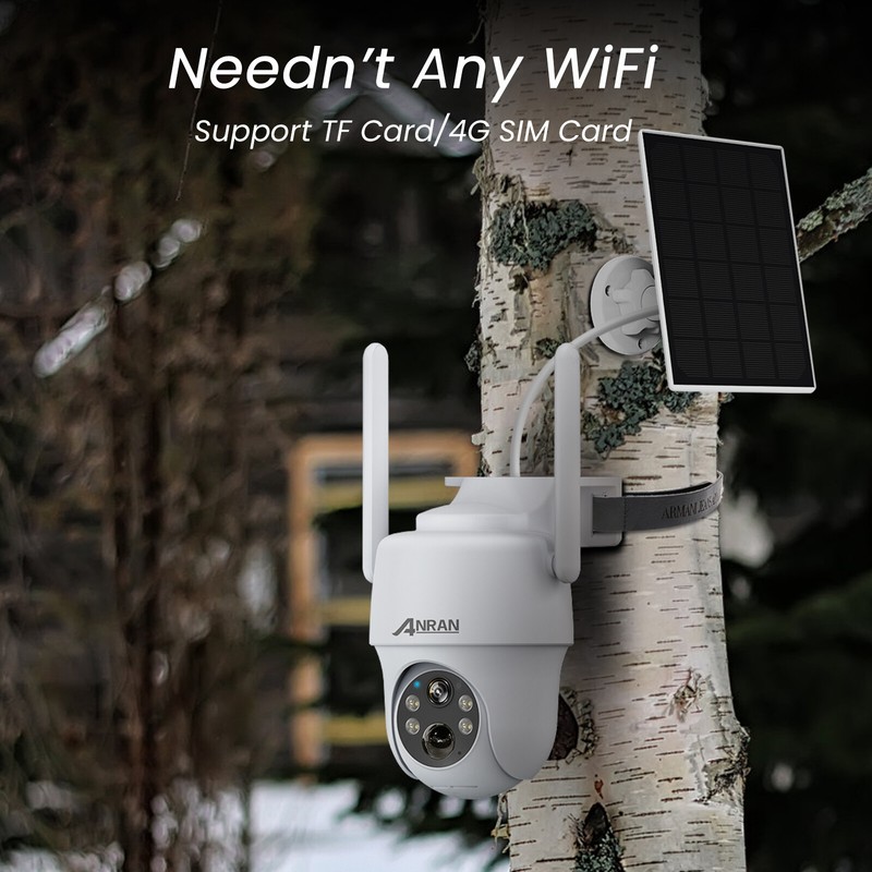 ANRAN 2K Solar PTZ CCTV 4G LTE Cellular Security Camera +Sim Card +Micro SD Card gallery