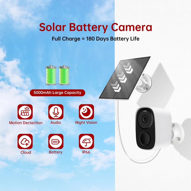 Wireless Outdoor Wifi Solar Camera 4MP PIR Human Detection CCTV Security Cameras gallery