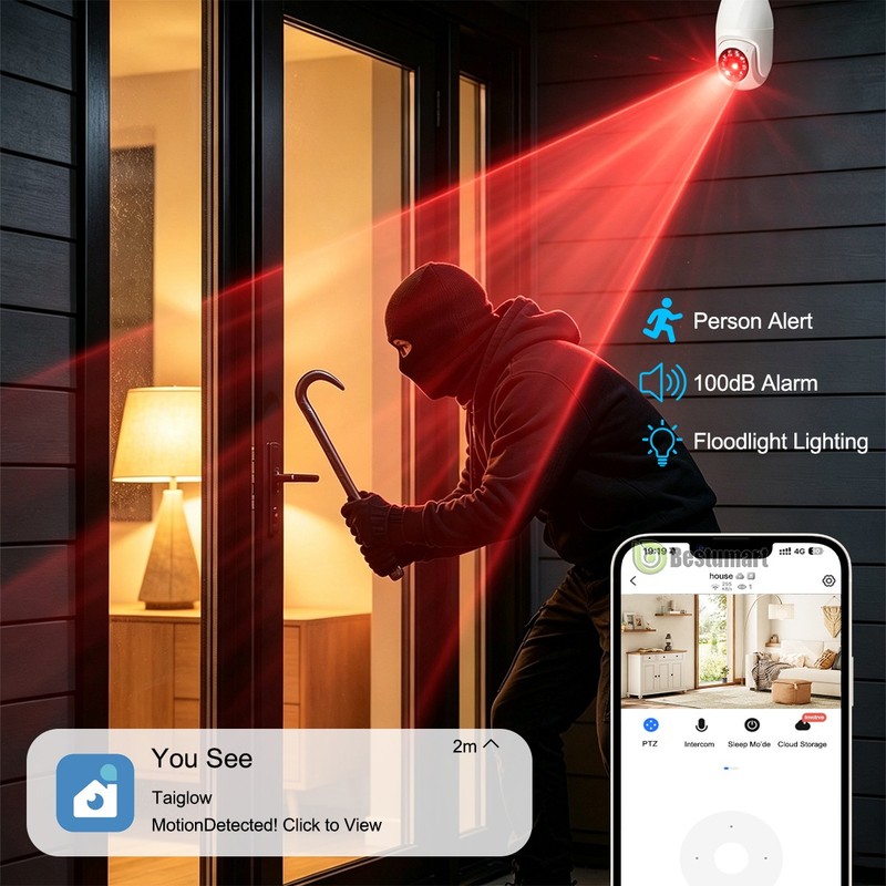 WiFi 2K Wireless Security Camera 360° 5G Night Home SmartCam E27 Light Camera gallery