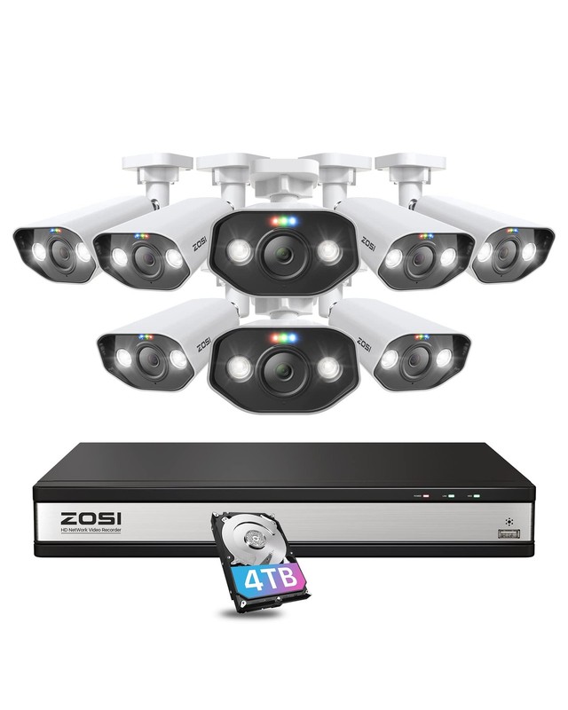 ZOSI 16CH 4K PoE Security Camera System with 2 Way Audio,Color Night Vision